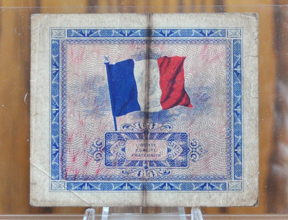1944 France 10 Franc Paper Note - WWII Era French Bank Note, Beautiful Artwork - French 10 Francs Banknote