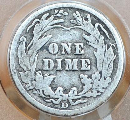 1910-D Barber Dime - VG (Very Good), Better Date! Denver Mint 1910 Dime, 1910D Silver Dime