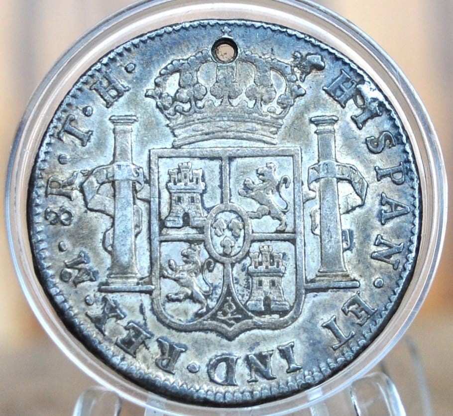 1806 Spanish 8 Reales, Mexico - XF+, Holed - Spanish Silver Colonial Era Coin - 1806 Eight Reales Mo TH - Carolus Iiii - Spanish Mexico