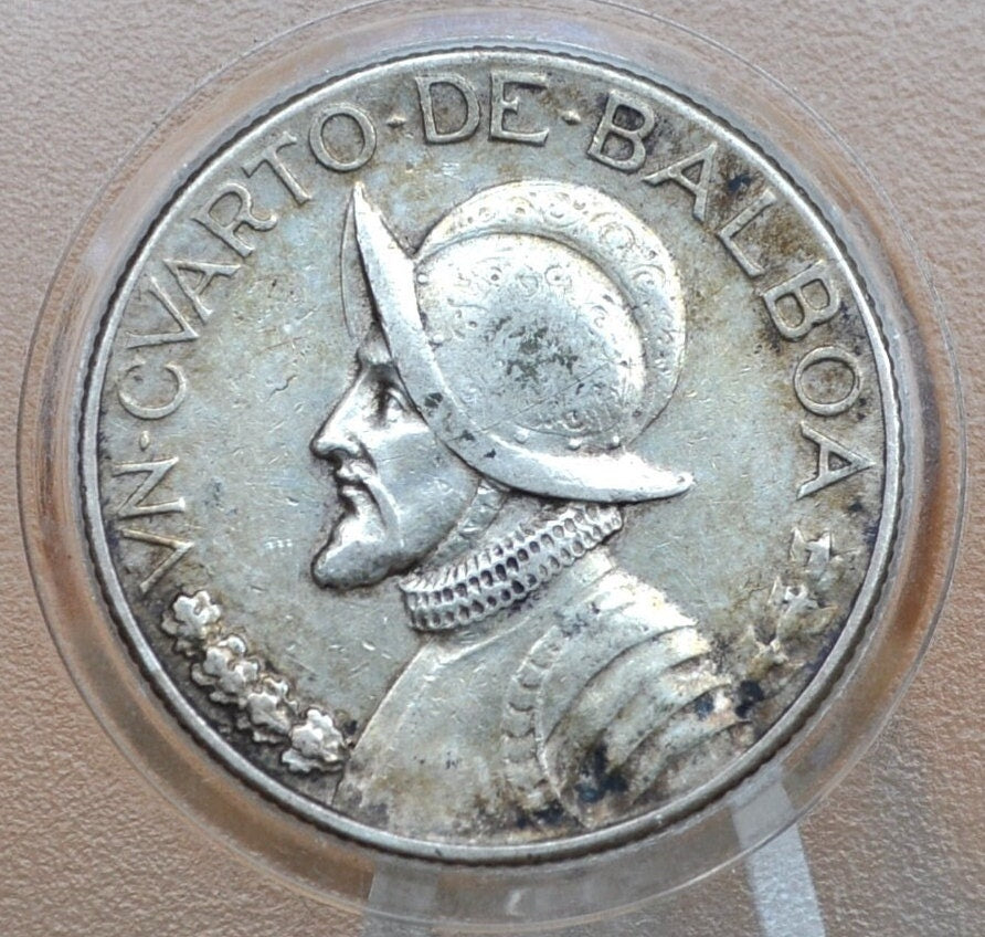 Rarer 1930 Panama 1/4 Balboa - Great Condition, AU - Silver Quarter Balboa Coin 1930 Panama, Only 400,000 Made, High Grade