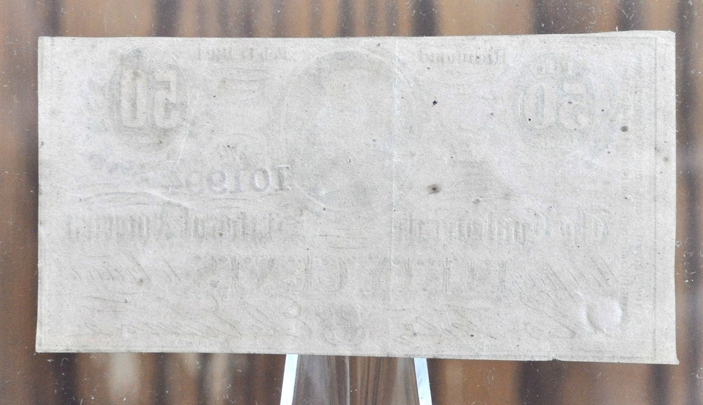 1864 50 Cent Fractional Currency - Choose by Note - Confederate Fractional Note Fifty Cent Jefferson Davis Type - Confederate 50 Cent