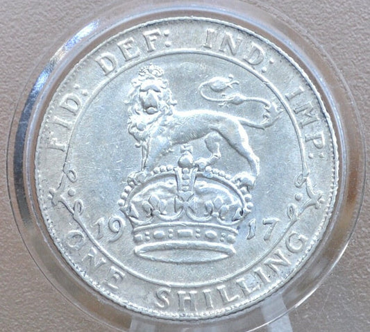 1917 Great Britain Silver 1 Shilling UK One Shilling 1917 - About Uncirculated Grade, Lustrous Coin - 1 Shilling 1917 Sterling Shilling UK