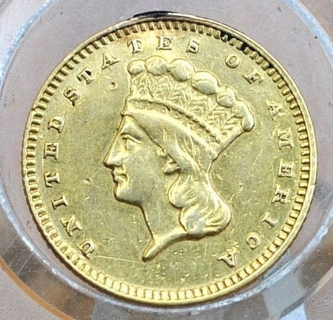 1873 Indian Princess Head One Dollar Gold Coin (Type 3) - AU Detail, Former Jewelry Piece - 1 Dollar Gold 1873 Indian Princess