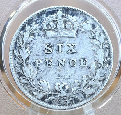 1905 Sixpence Great Britain - Sterling Silver - Edward VII - Sterling Silver 6 Pence - 1905 Six pence 1905 6 Pence