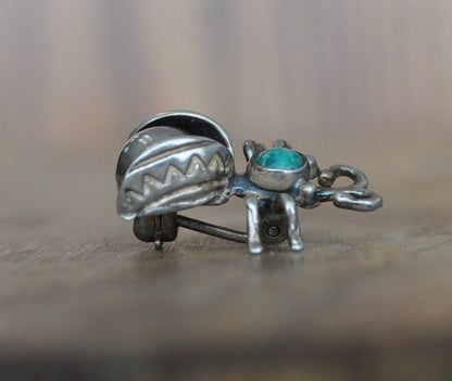 Awesome Vintage Bee Pin! Sterling Silver, Opal Stone - Silver Bee Pin / Sterling Honeybee Pin - Bug Jewelry, Vintage Bee Jewelry!