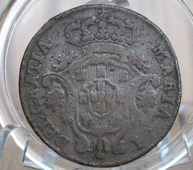 1797 Portuguese 5 Reis Portugal - 1700s Old Copper Coin - Republica Portugesa Five Reis 1797 - Old Portuguese Coin