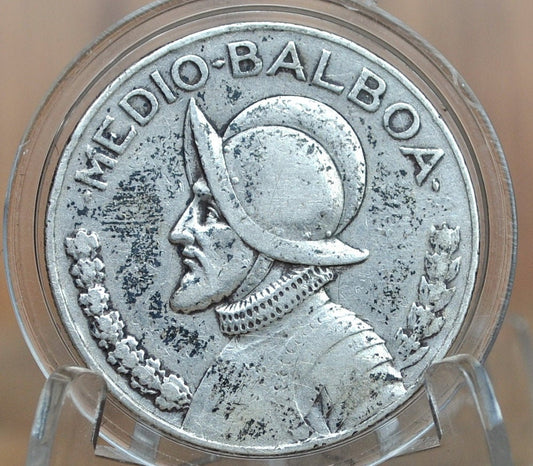 Rarer 1930 Panama 1/2 Balboa - Great Condition, VF/XF - Silver Half Balboa Coin 1930 Panama, Only 300,000 Made, High Grade