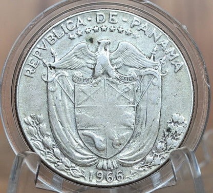 1966 Panama 1/2 Balboa - Great Condition, VF/XF - Silver Half Balboa Coin 1966 Panama, Low Mintage, High Grade
