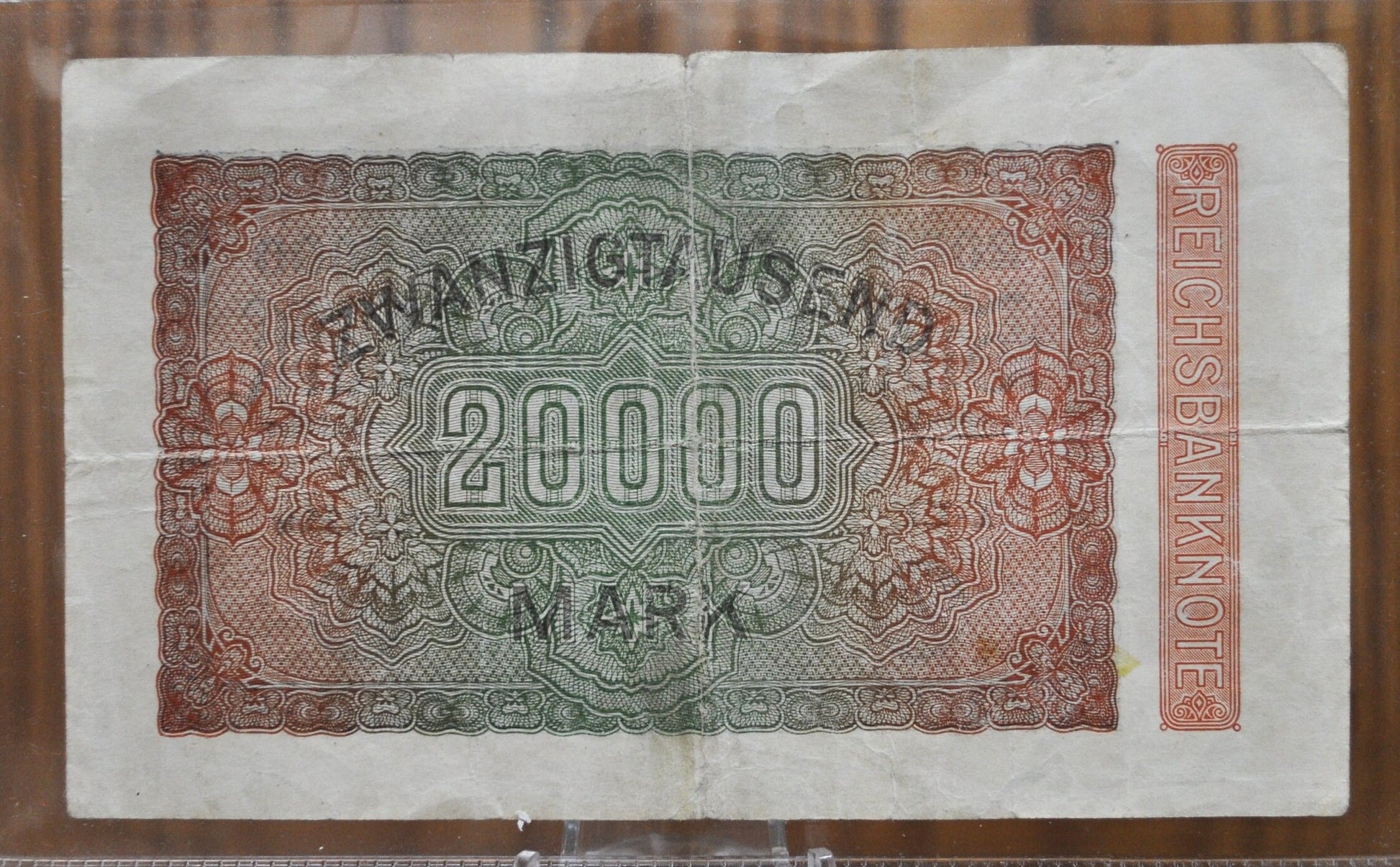 1923 20,000 Mark German Paper Note - Reichsbanknote - Great Condition - WWI era note - Twenty Thousand Mark Note
