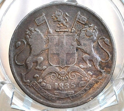 1835 East India Company 1/4 Anna, Great Condition, Dutch East India Company One Quarter Anna 1835, Early 1800's Coin