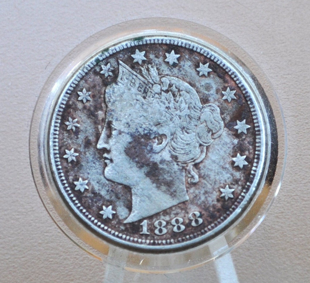 1888 Liberty Head Nickel - Choose by Grade - Key Date - 1888 V Nickel - Philadelphia Mint - 1888 Nickel - Rarer V Nickel Date