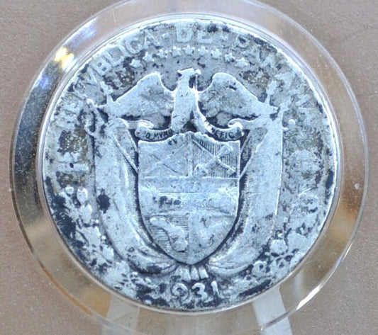 Rarer 1931 Panama 1/10 Balboa - Great Condition - Silver Tenth Balboa Coin 1931 Panama, Only 200,000 Made