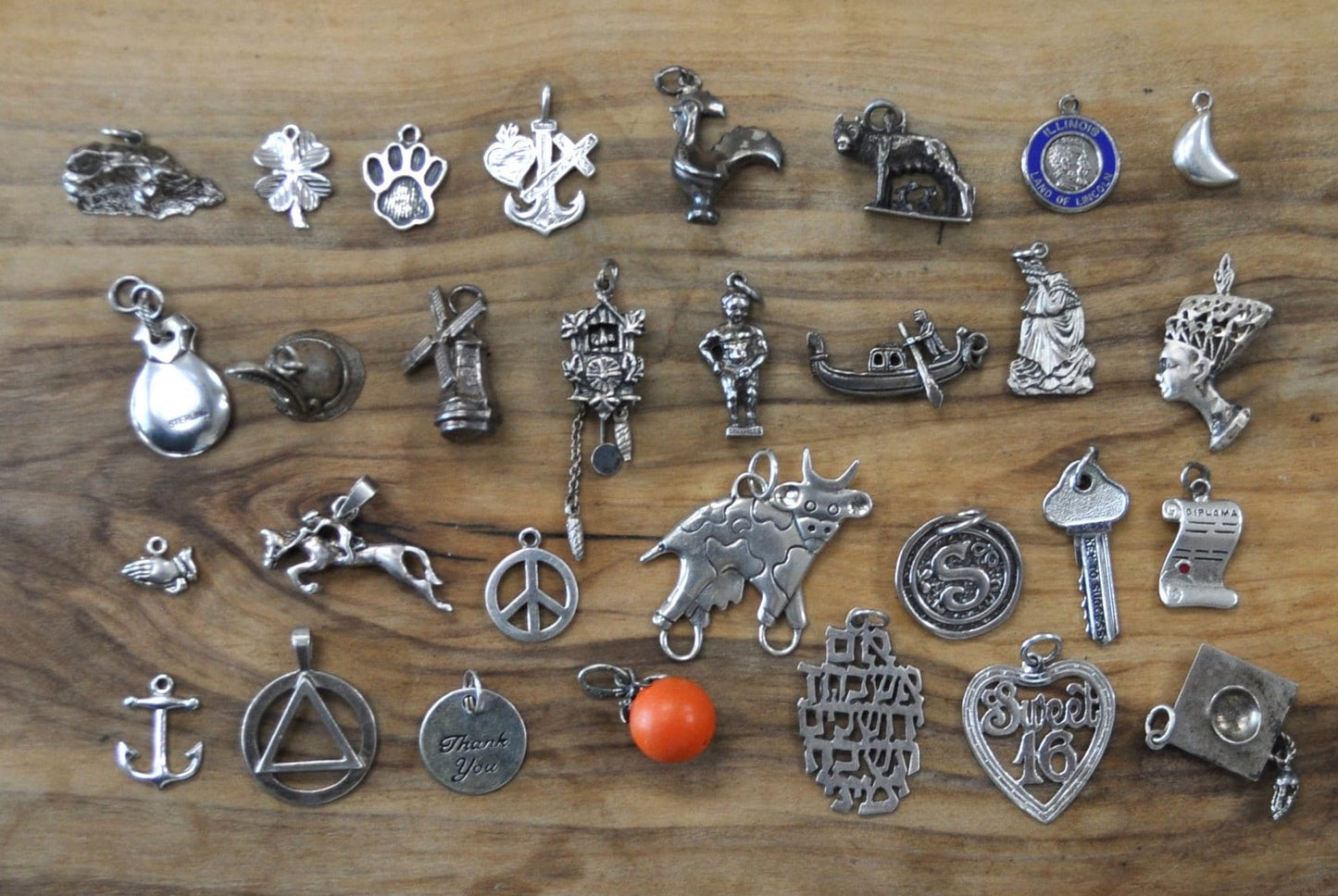 Vintage Sterling Silver Charms! Choice of Charm! Bracelet Charms, Travel Charms, Working Charms, Baseball, Stein, Eifel Tower, + many more!