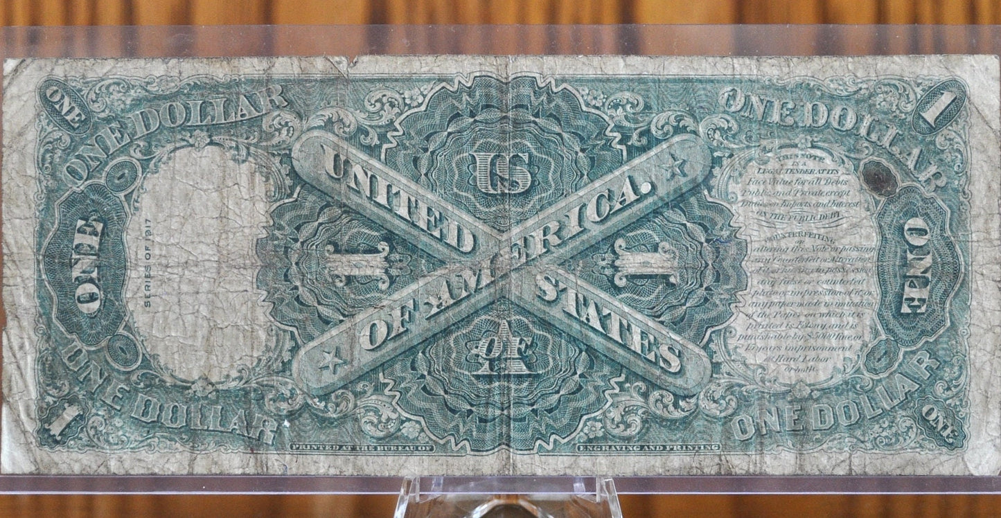 1917 1 Dollar Bill Legal Tender Fr#39 - VG (Very Good) Grade / Condition - 1917 Horse Blanket Note 1 Dollar Bill Large 1917 One Dollar Fr.39
