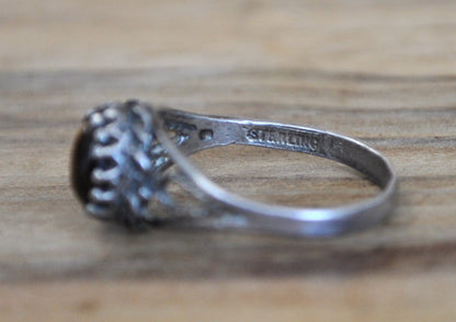 Antique Oval Tiger's Eye Ring Set in Sterling Silver - Size 7 Ring Size 7 (17.5 MM) - Mental Clarity, Calm, Healing, Oval Cut Tigers Eye