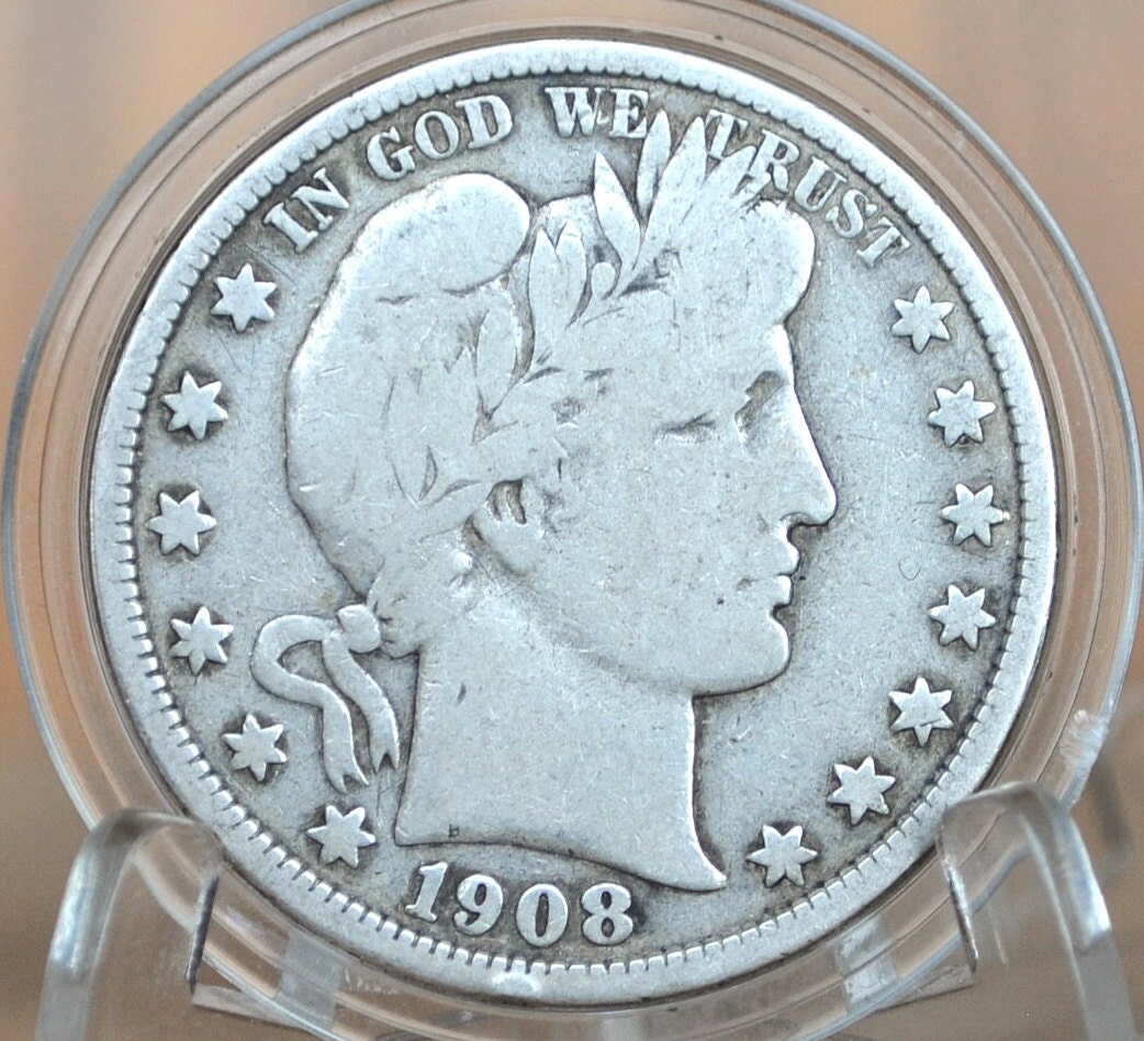 1908 Barber Half Dollars, P,D,O,S Mints - Choose by Mint & Grade / Condition - 1908O Barber Silver Half Dollar 1908D Half Dollar 1908S