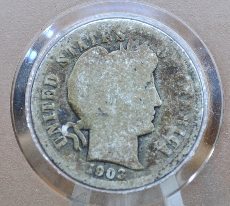 1903-O Barber Silver Dime - G (Good) Grade / Condition - 1903 O Barber Dime 1903O Silver Dime 1903