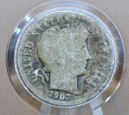 1903-O Barber Silver Dime - G (Good) Grade / Condition - 1903 O Barber Dime 1903O Silver Dime 1903