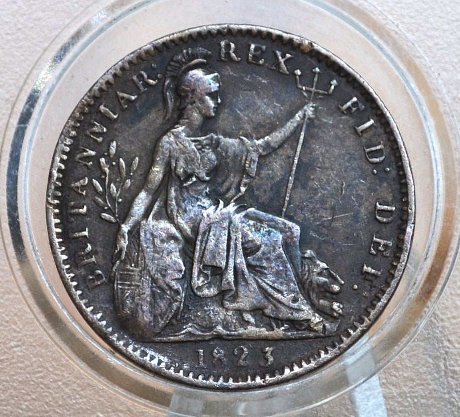 1823 Farthing Great Britain - XF - UK Farthing 1823 - King George III - British Farthing 1923, Solid Detail, Great Coin