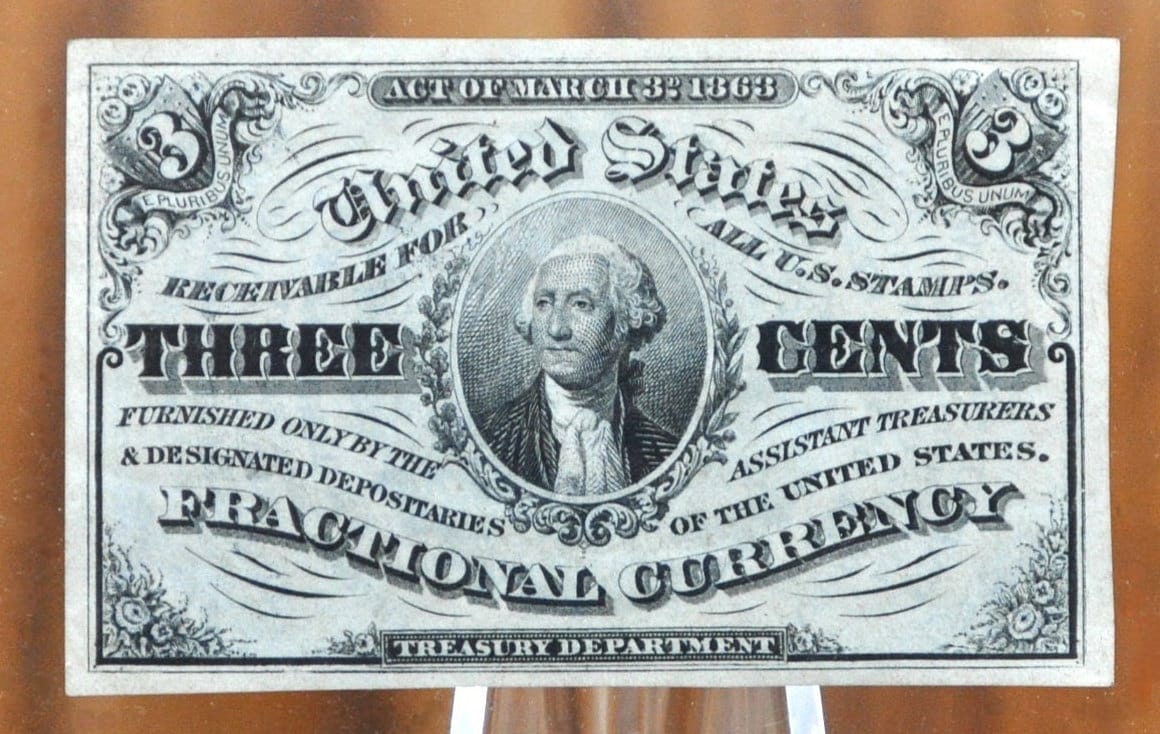 1863 3 Cent Fractional Currency - Choose by Grade / Condition - 3rd Issue Fractional Note Three Cent - Washington Fr1257 / Fr#1227