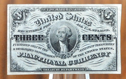 1863 3 Cent Fractional Currency - Choose by Grade / Condition - 3rd Issue Fractional Note Three Cent - Washington Fr1257 / Fr#1227