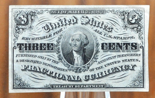1863 3 Cent Fractional Currency - Choose by Grade / Condition - 3rd Issue Fractional Note Three Cent - Washington Fr1257 / Fr#1227