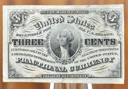 1863 3 Cent Fractional Currency - Choose by Grade / Condition - 3rd Issue Fractional Note Three Cent - Washington Fr1257 / Fr#1227