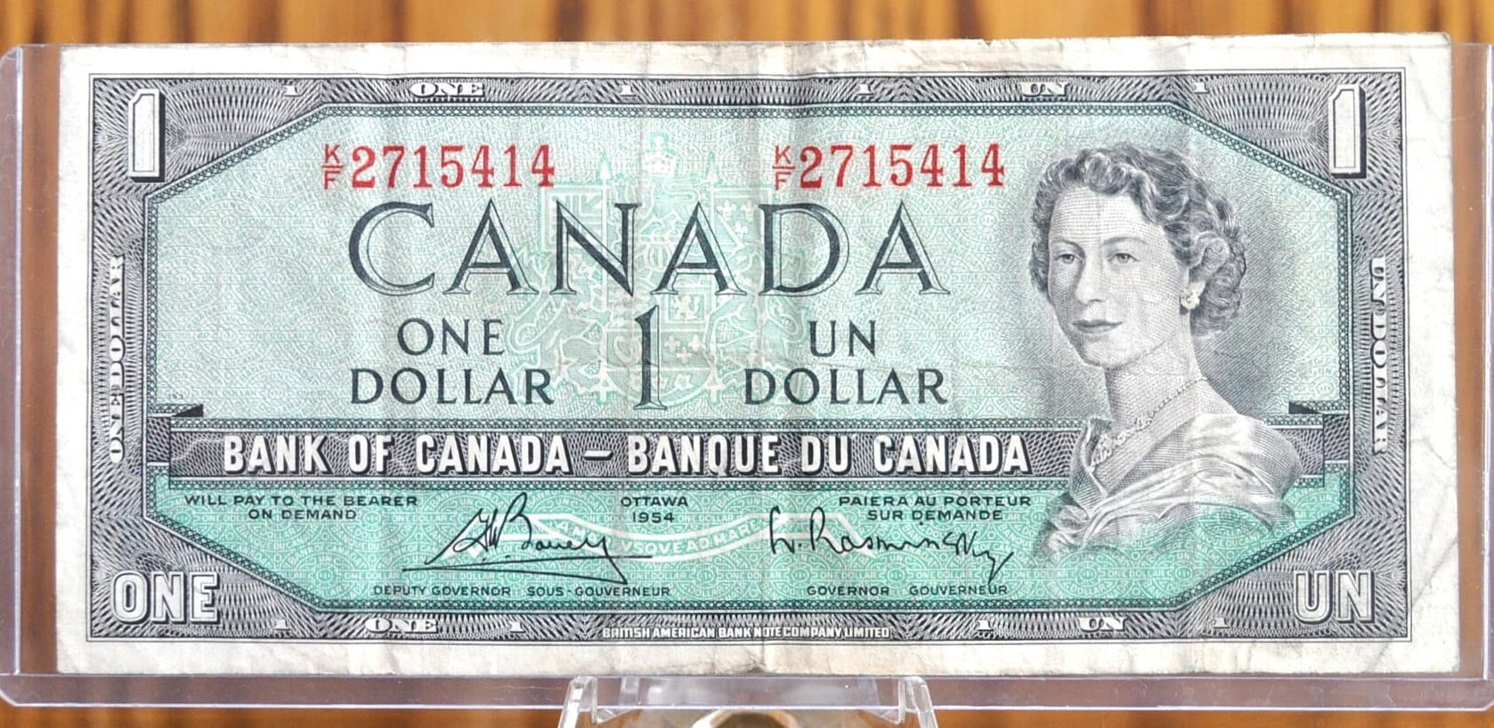 1954 Canadian 1 Dollar Banknote - Circulated - Great Condition - One Dollar Canada 1954