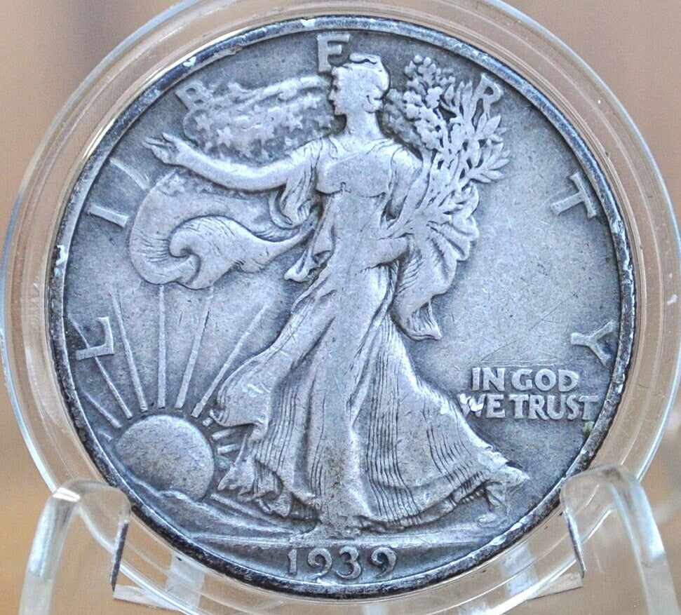 1939-S Walking Liberty Silver Half Dollar - VG-F (Very Good to Fine) Grade -San Francisco Mint- 1939S Half Dollar 1939 S Silver WLH 1939 S