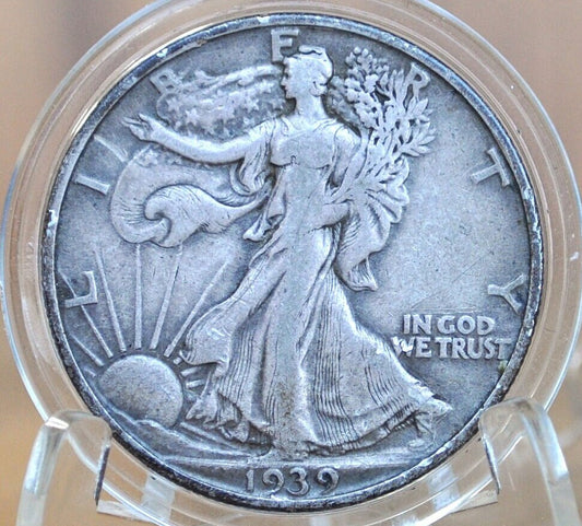 1939-S Walking Liberty Silver Half Dollar - VG-F (Very Good to Fine) Grade -San Francisco Mint- 1939S Half Dollar 1939 S Silver WLH 1939 S