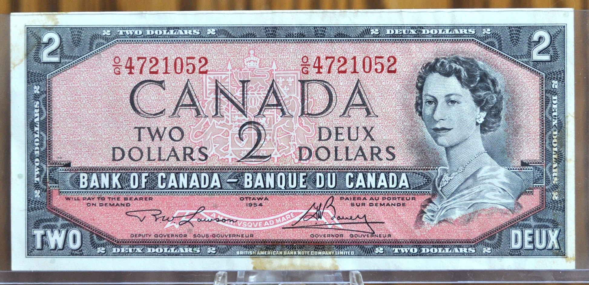 1954 Canadian 2 Dollar Banknote - AU (About Uncirculated) - 1954 Canadian Two Dollar Banknote 1954 - Crisp Notes Canada 2 Dollar Bill 1954