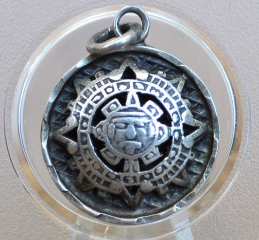 Vintage Sterling Silver Mayan Calendar Charm! Silver Bracelet Charm, Could also be used as a pendant - Super Cool Design