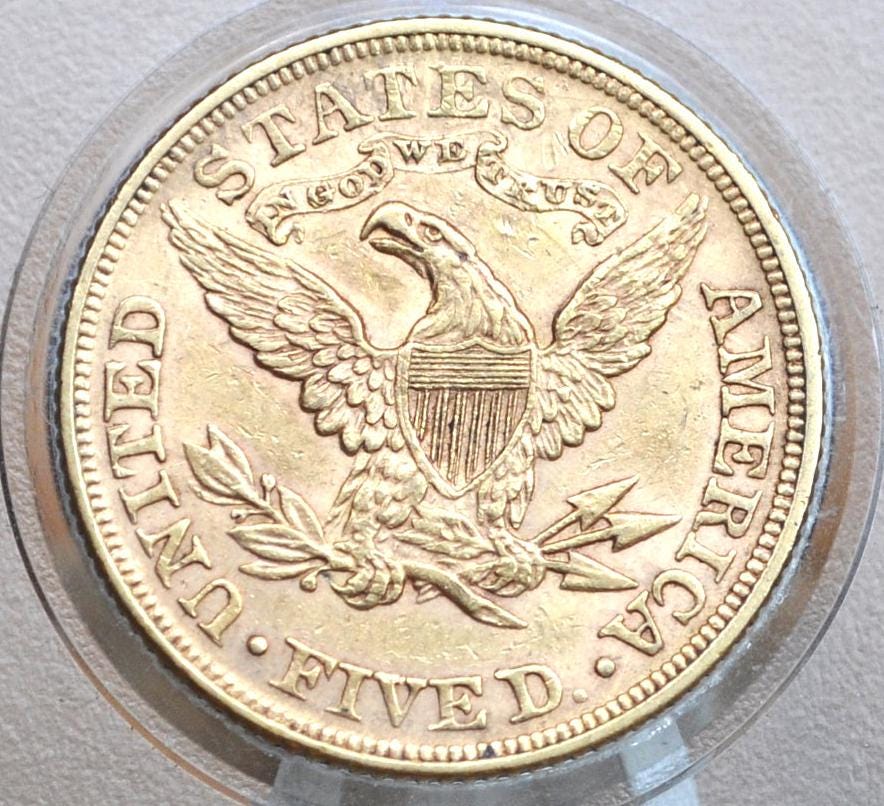 1893 Liberty Head 5 Dollar Gold Coin, 1893 Half Eagle - AU Grade/Condition - Five Dollar Gold 1893, Historic Gold Coin, Competitively Priced