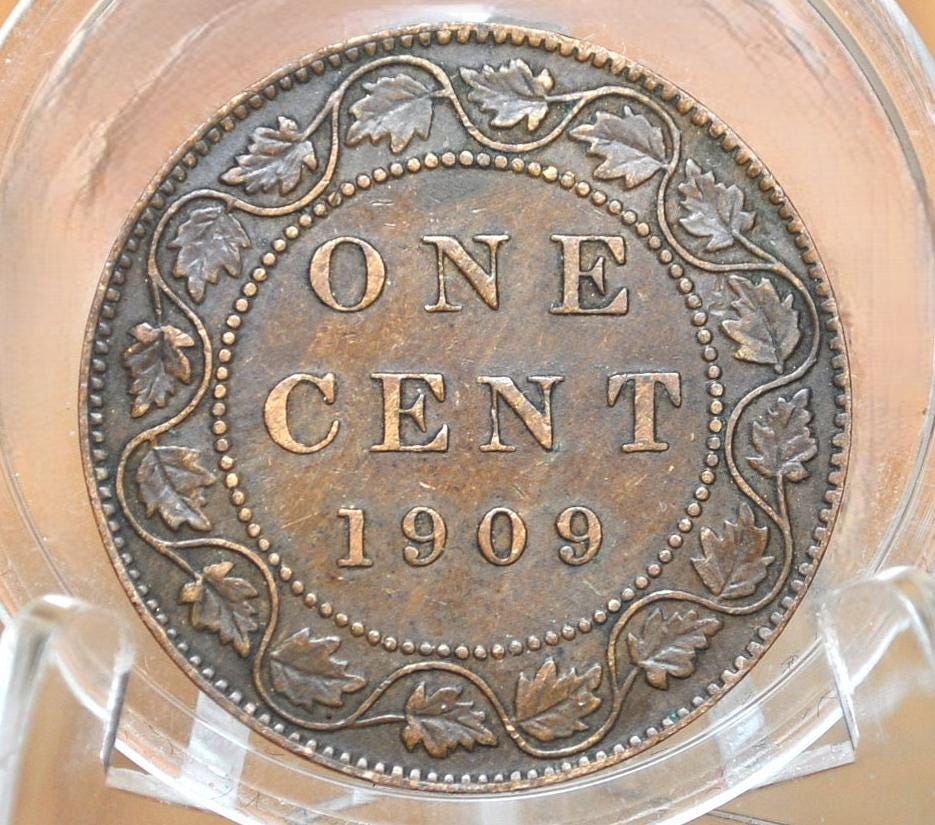 1909 Canadian Cent - Choose by Grade, F-XF (Fine to Extremely Fine) - Edward VII - One Cent Canada 1909 Large Cent - 1909 Canadian Penny