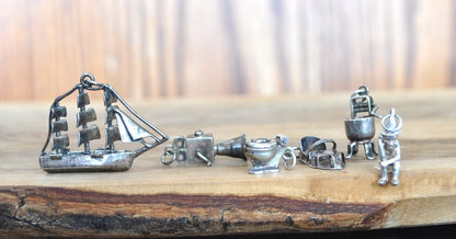 Vintage Sterling Silver Charms! Choice of Charm! Bracelet Charms, Travel Charms, Working Charms, Baseball, Stein, Eifel Tower, + many more!