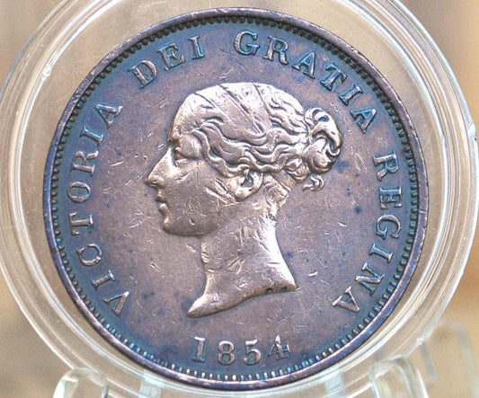 1854 New Brunswick One Penny, Great Detail, Queen Victoria Young Head, New Brunswick 1 Penny 1854 One Penny Currency 1854 Cent New Brunswick