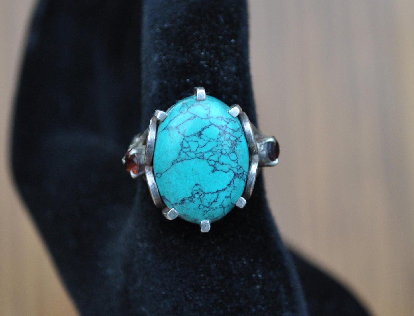 Beautiful Turquoise Color Stone Ring, 925 Silver, Size 7.5, Sterling Silver