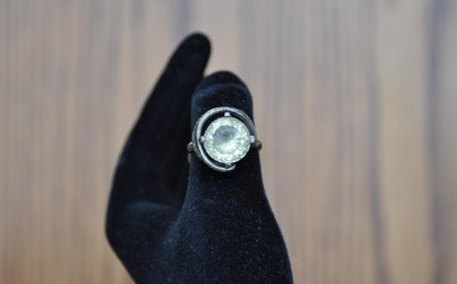 Vintage 925 Sterling Silver Clear Rock Crystal Quartz Ring, Size 6.5, Fantasy Rings, 925 Silver