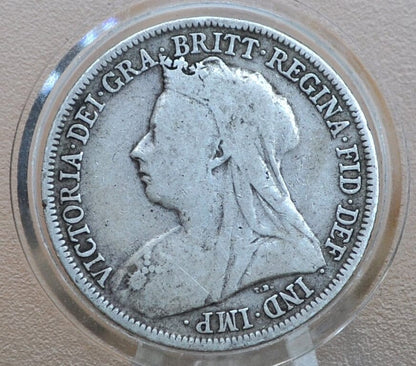 1897 Great Britain Silver 1 Shilling UK One Shilling 1892 - VG+ Details - Queen Victoria - 1 Shilling 1897 Sterling Shilling UK