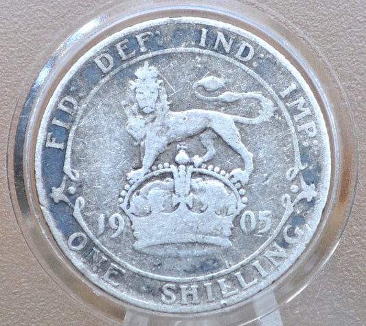1905 Great Britain 1 Shilling, Key Date, Low Mintage, VG, UK One Shilling 1905 - 1 Shilling 1905 Sterling Shilling UK