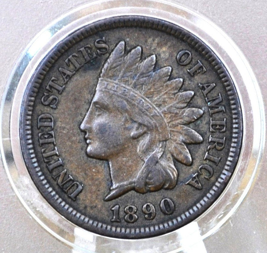 1890 Indian Head Penny - Good Date - G-VG (Good to Very Good) Grade / Condition - Indian Head Cent 1890