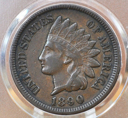 1890 Indian Head Penny - Good Date - G-VG (Good to Very Good) Grade / Condition - Indian Head Cent 1890