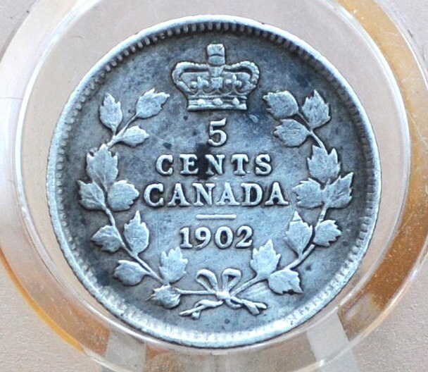 1902 Canadian Silver 5 Cent Coin - XF+ - King George - Canada 5 Cent Sterling Silver 1902 Canada - Lower Mintage
