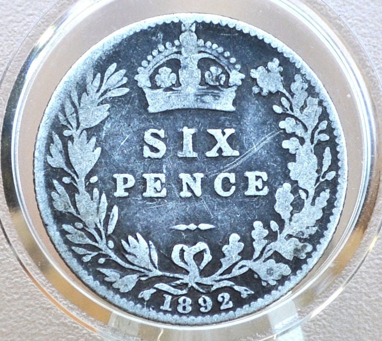 1892 Sixpence Great Britain - Great Condition, Silver - Queen Victoria - Sterling Silver 6 Pence - 1892 Six pence 1892 6 Pence