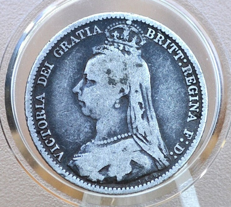 1892 Sixpence Great Britain - Great Condition, Silver - Queen Victoria - Sterling Silver 6 Pence - 1892 Six pence 1892 6 Pence