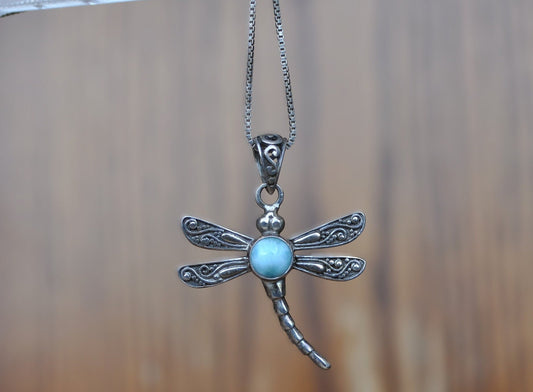 Beautiful Vintage Sterling Silver Dragonfly Necklace - Vintage Dragonfly Pendent - Lovely Piece