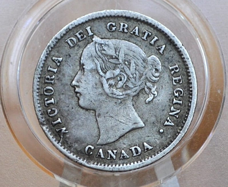 1872 Canadian Silver 5 Cent Coin - VF (Very Fine) Grade - Queen Victoria Canada 5 Cent Sterling Silver 1872