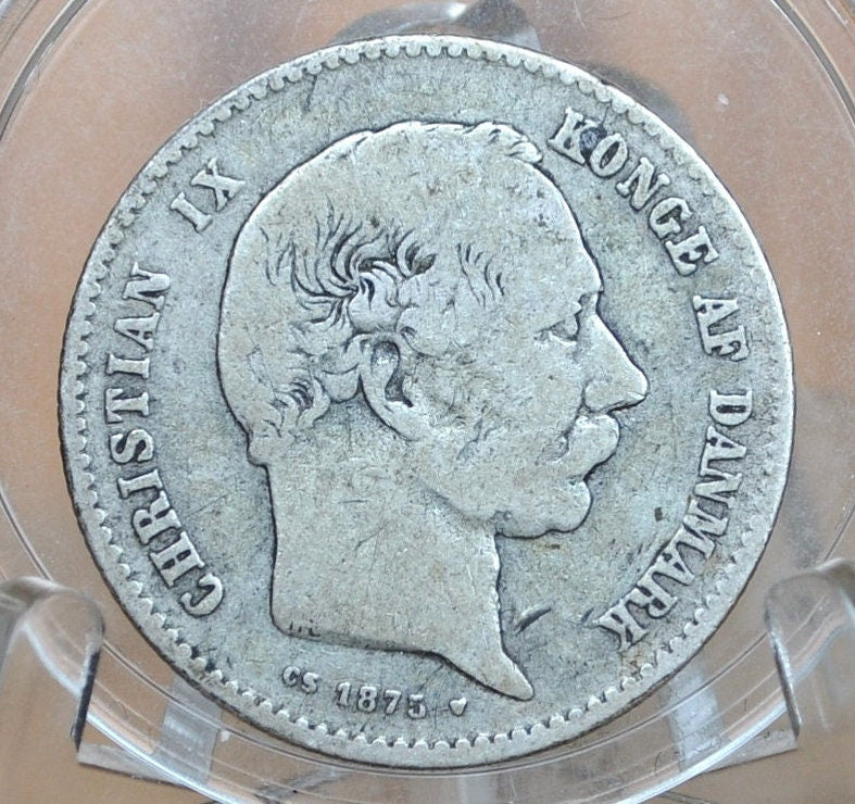 1875 1 Krone Denmark Silver - Danish One Krone 1875 - Christian IX - Danmark 1 Krone 1875, Great Coin for a Collection, Affordable Price