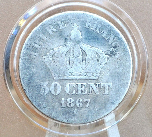 1867 French 50 Centimes A Mint Mark - Silver - Napoleon III France Fifty Centimes 1867BB - Napoleon the 3rd