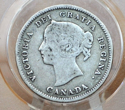 1888 Canadian Silver 5 Cent Coin - XF (Extremely Fine) Grade, Low Mintage Date - Queen Victoria Canada 5 Cent Sterling Silver 1888